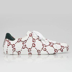 UNISEX - GUCCI ACE GG WHITE & RED SNEAKERS - SIZE US MENS 6.5, WOMENS 7.5